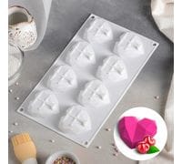 Силиконовая форма для муссовых пирожных "Сердце.Геометрия" 8 ячеек