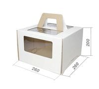 Коробка для торта с ручками и окошком 26*26*20см