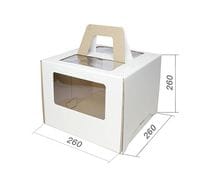 Коробка для торта с ручками и окошком 26*26*26см