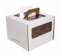 Коробка для торта с ручками и окошком 24*24*20см