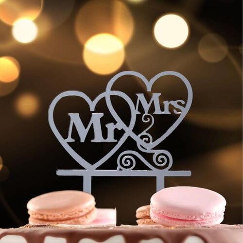 Топпер акрил "Mr&Mrs" серебряный                         